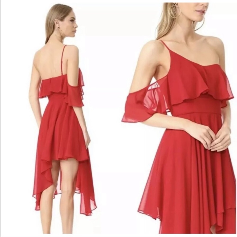 Keepsake the Label downtown ruffle dress Red Off-Shoulder Dress Sz Small